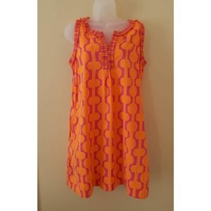 Gretchen Scott orange/pink dress sleeveless tunic Size small